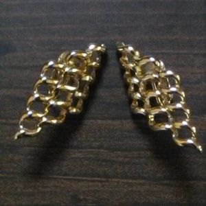 Gold-Tone Open Weave Marquise Clip-On Earrings
